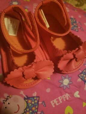 Girls Coral Pink Bow-Accent Sandals - Baby Shoes 1